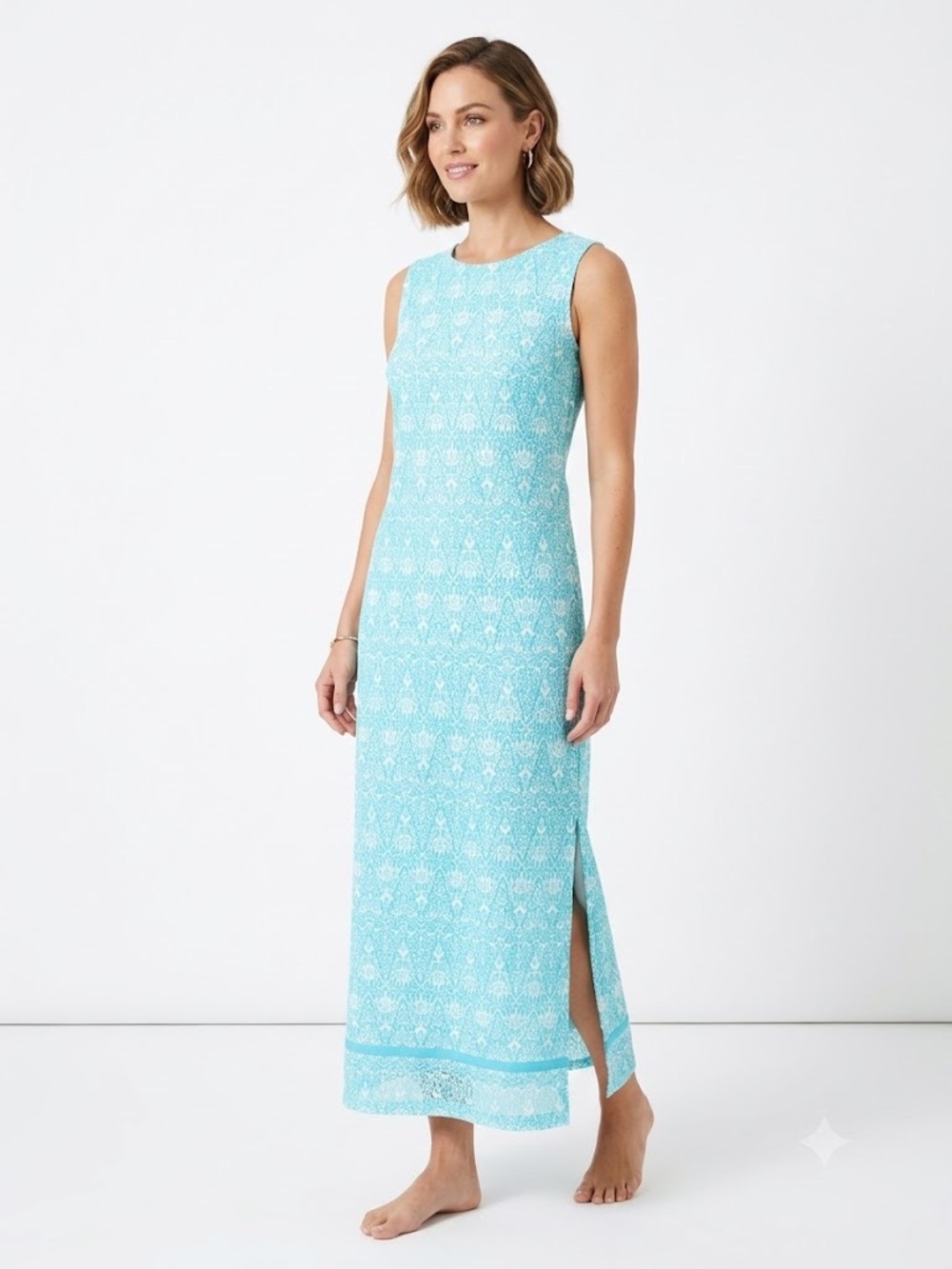 Coolibar NWT UPF 50+ Sun Protection Turquoise Maxi Dress Size Medium